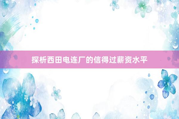 探析西田电连厂的信得过薪资水平